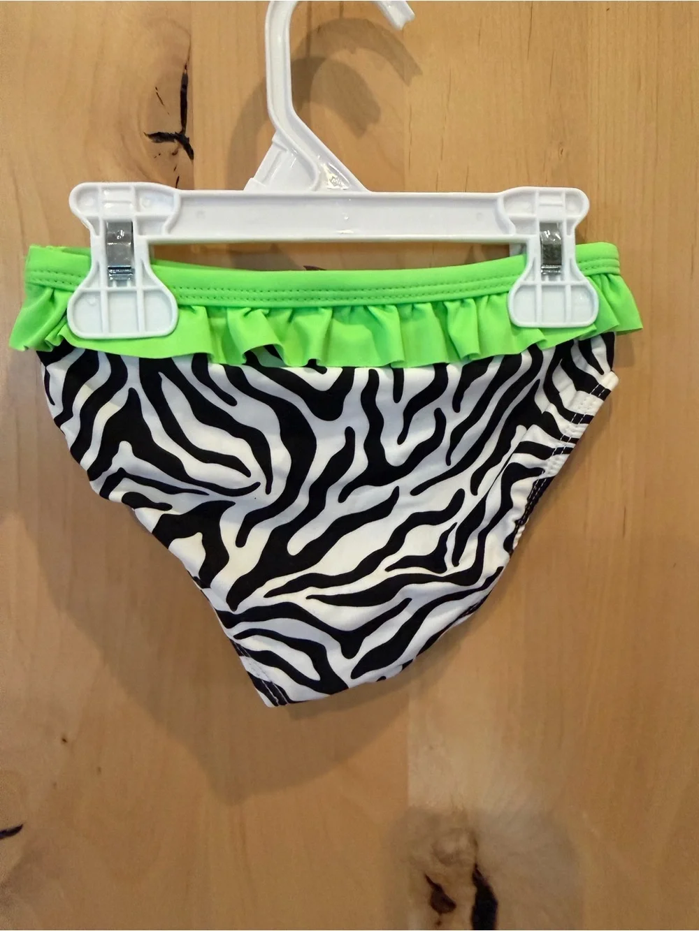 OP Kids Zebra Print Two-Piece Swimsuit with Lime Green Trim